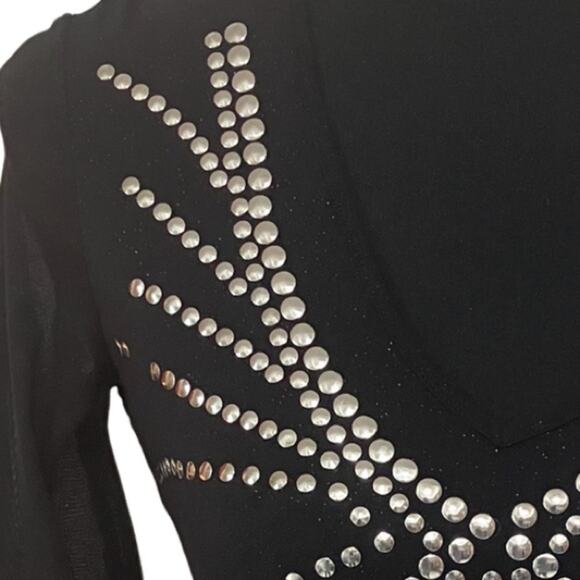 EXPRESS Chic Black Studded Top Sheer with glitter (S) Vintage - Picture 6 of 13
